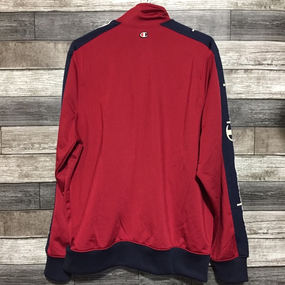 Champion Track Jacket Men’s L Red Orange Big C Full Zip Pockets - Picture 4 of 8